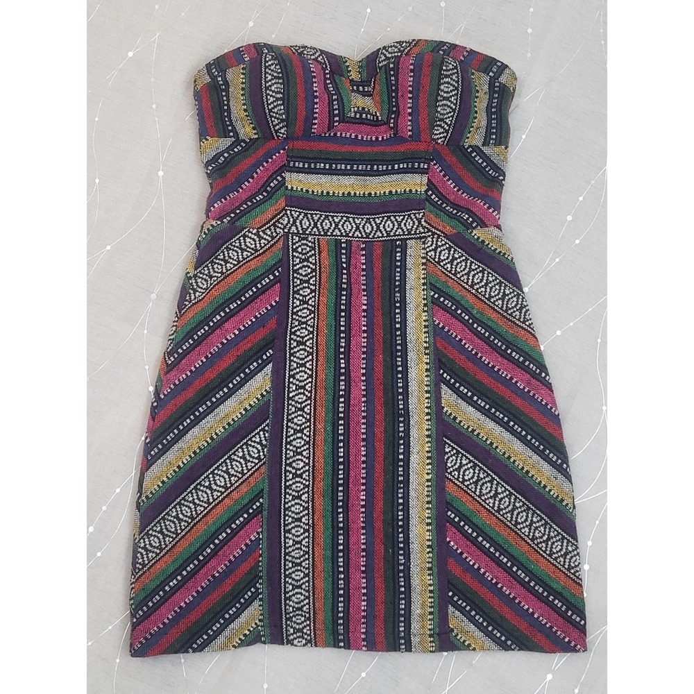Staring At Stars Tribal Southwestern Strapless Multicolor Mini Dress Size 4